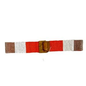 Free People beaded belt with wood closure